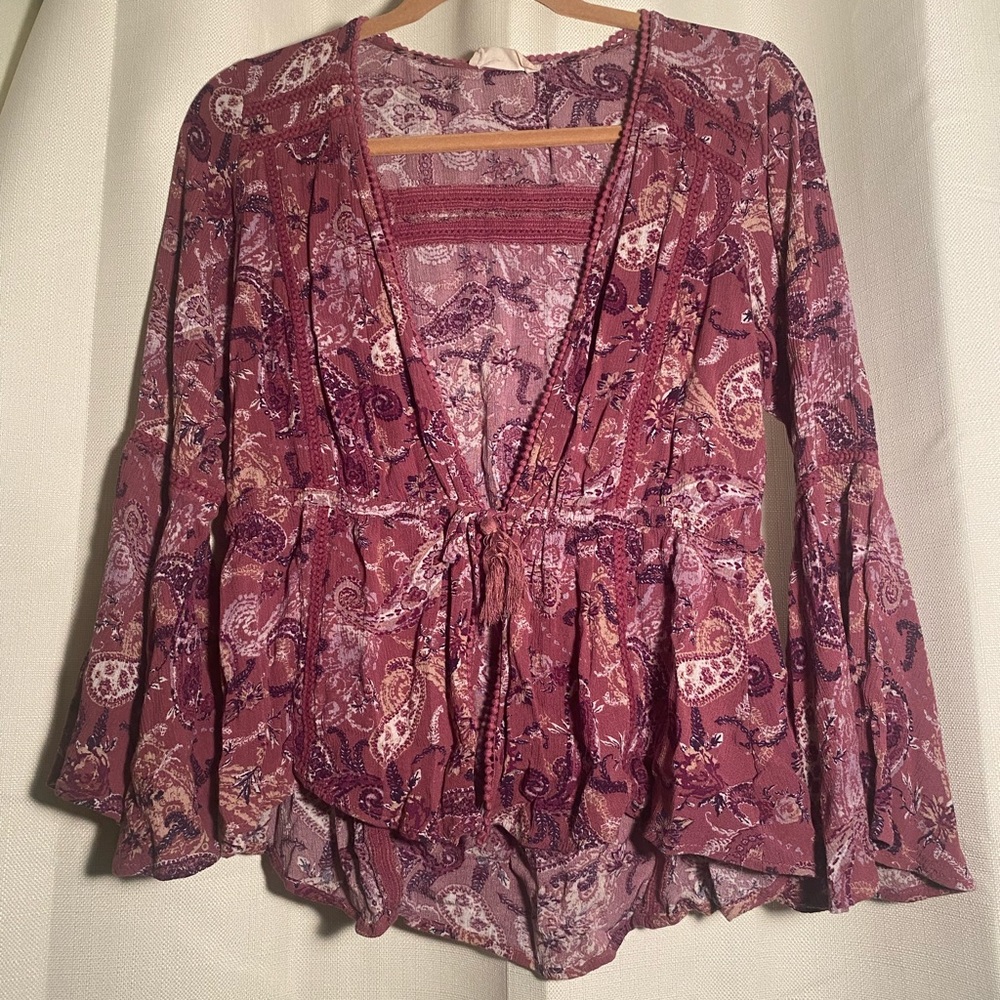 Altar’d State Bell Sleeve Peasant Top